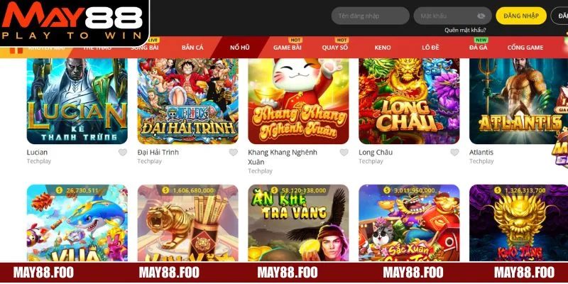 Nổ Hũ MAY88 - Trúng Jackpot Tiền Tỷ Sau Mỗi Vòng Quay 3 Hệ thống game đa dạng, hợp nhiều sở thích người chơi