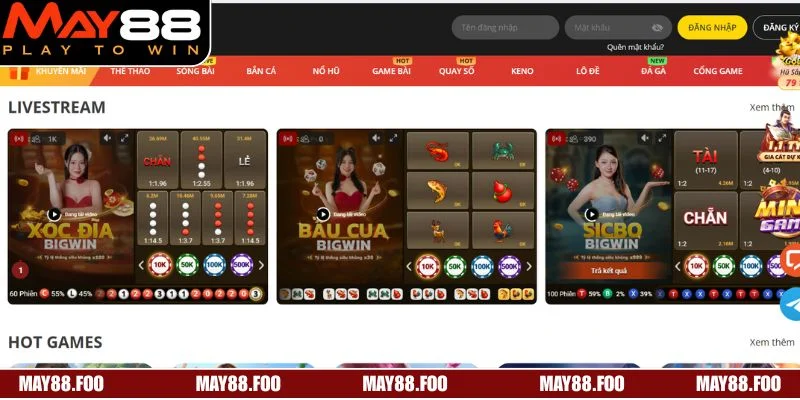 Casino Online MAY88 - Thiên Đường Giải Trí Đỉnh Cao 2 Sảnh casino online MAY88 nổi bật với trải nghiệm mượt mà và tiện lợi